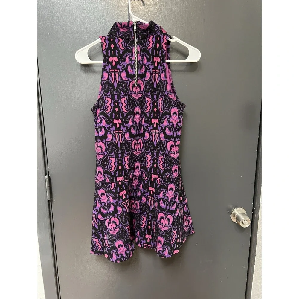 Free People Amelia Knit Mini Halter Dress Women's Size XS Purple/Black/Pink